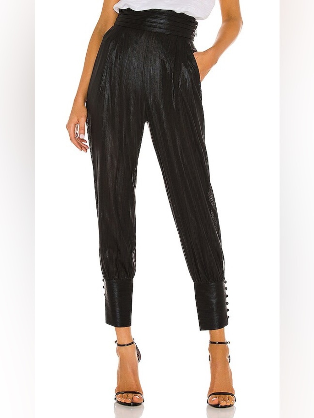 Retrofete Black High-Waist Pleated Jogger Pants size S